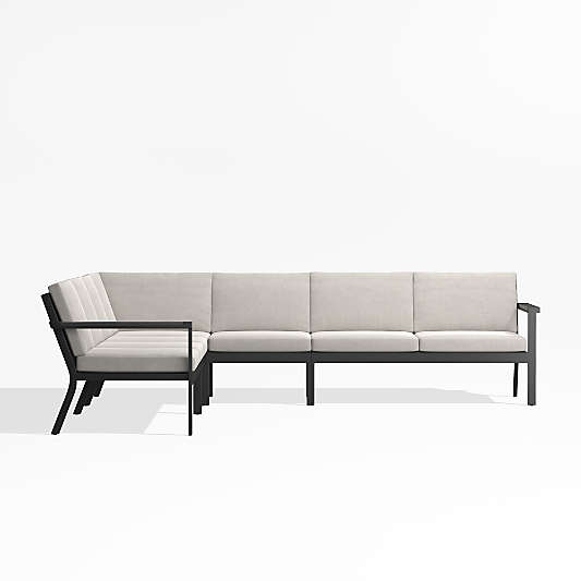 Alfresco Metal 5-Piece L-Shaped Outdoor Sectional Sofa with Silver Sunbrella® Cushions