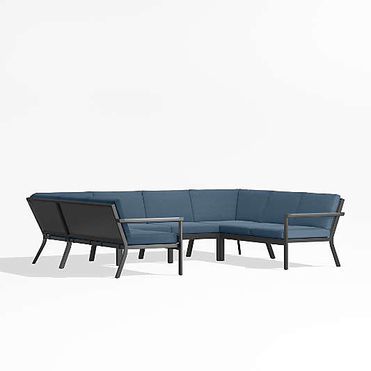 Alfresco Cast Harbor Blue Sunbrella ® 6-Piece Petite U-Shaped Outdoor Sectional Cushions