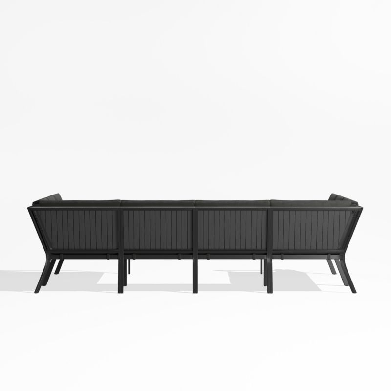 Alfresco Black Metal 6-Piece Petite U-Shaped Outdoor Sectional Sofa with Charcoal Grey Sunbrella ® Cushions - image 4 of 5