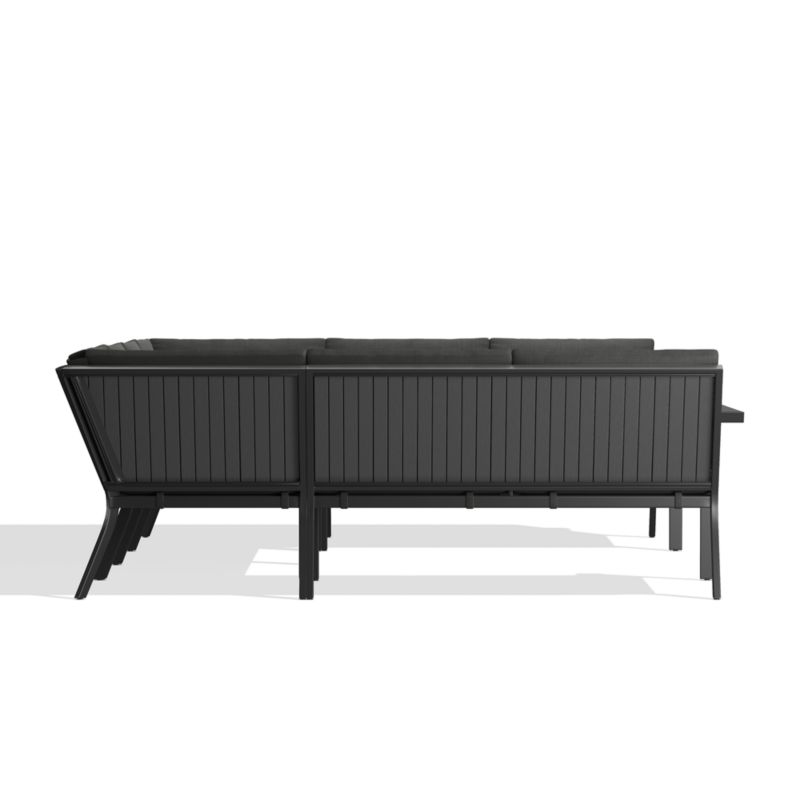 Alfresco Black Metal 6-Piece Petite U-Shaped Outdoor Sectional Sofa with Charcoal Grey Sunbrella ® Cushions - image 3 of 5