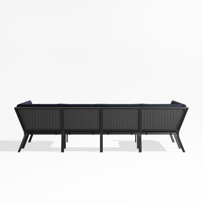 Alfresco Black Metal 6-Piece Petite U-Shaped Outdoor Sectional Sofa with Navy Blue Sunbrella ® Cushions - image 4 of 5