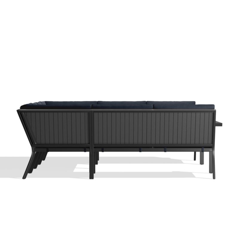 Alfresco Black Metal 6-Piece Petite U-Shaped Outdoor Sectional Sofa with Navy Blue Sunbrella ® Cushions - image 3 of 5