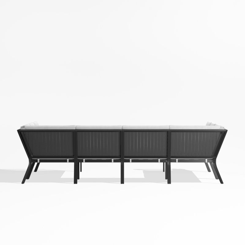 Alfresco Black Metal 6-Piece Petite U-Shaped Outdoor Sectional Sofa with White Sunbrella ® Cushions - image 4 of 5