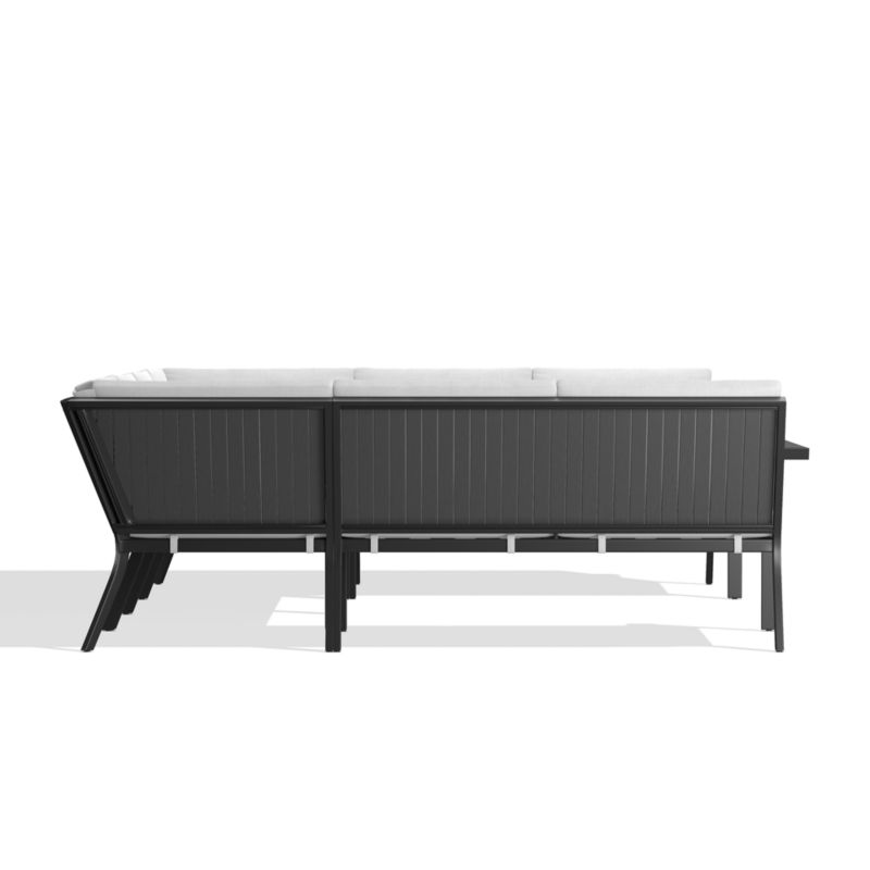 Alfresco Black Metal 6-Piece Petite U-Shaped Outdoor Sectional Sofa with White Sunbrella ® Cushions - image 3 of 5