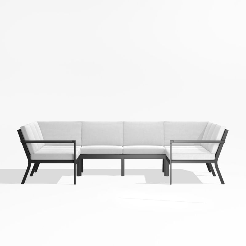 Alfresco Black Metal 6-Piece Petite U-Shaped Outdoor Sectional Sofa with White Sunbrella ® Cushions - image 0 of 5