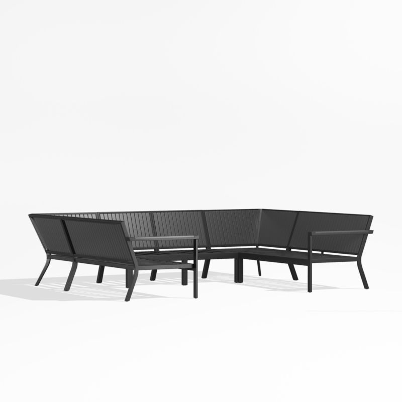 Alfresco Black Metal 6-Piece Petite U-Shaped Outdoor Sectional Sofa Frame