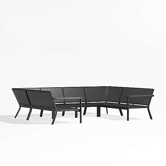 Alfresco Black Metal 6-Piece Petite U-Shaped Outdoor Sectional Sofa Frame