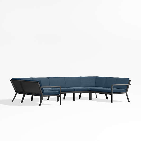 Alfresco Cast Harbor Blue Sunbrella ® 7-Piece U-Shaped Outdoor Sectional Cushions