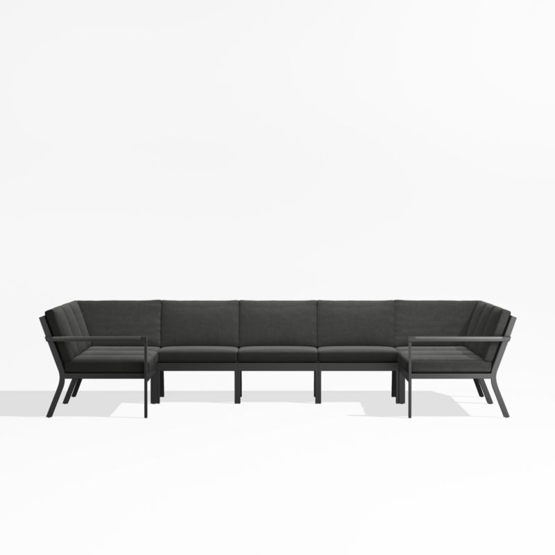 Alfresco Black Metal 7-Piece U-Shaped Outdoor Sectional Sofa with Charcoal Grey Sunbrella ® Cushions - image 0 of 5