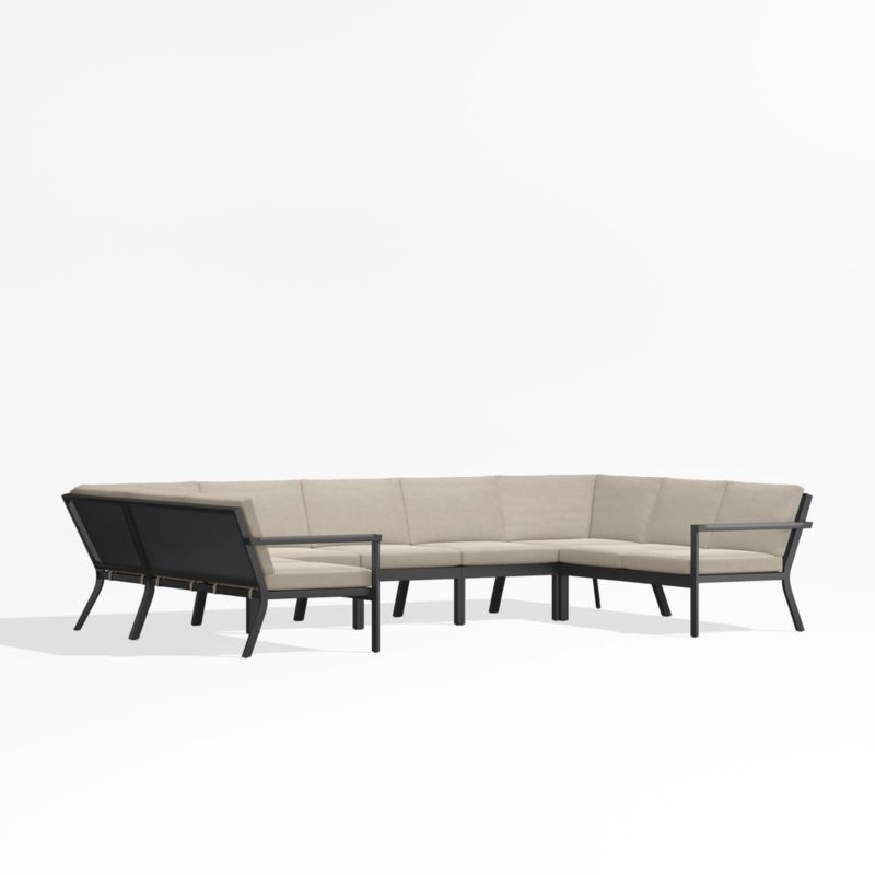 Alfresco Black Metal 7-Piece U-Shaped Outdoor Sectional Sofa with Flax Beige Sunbrella ® Cushions - image 2 of 5