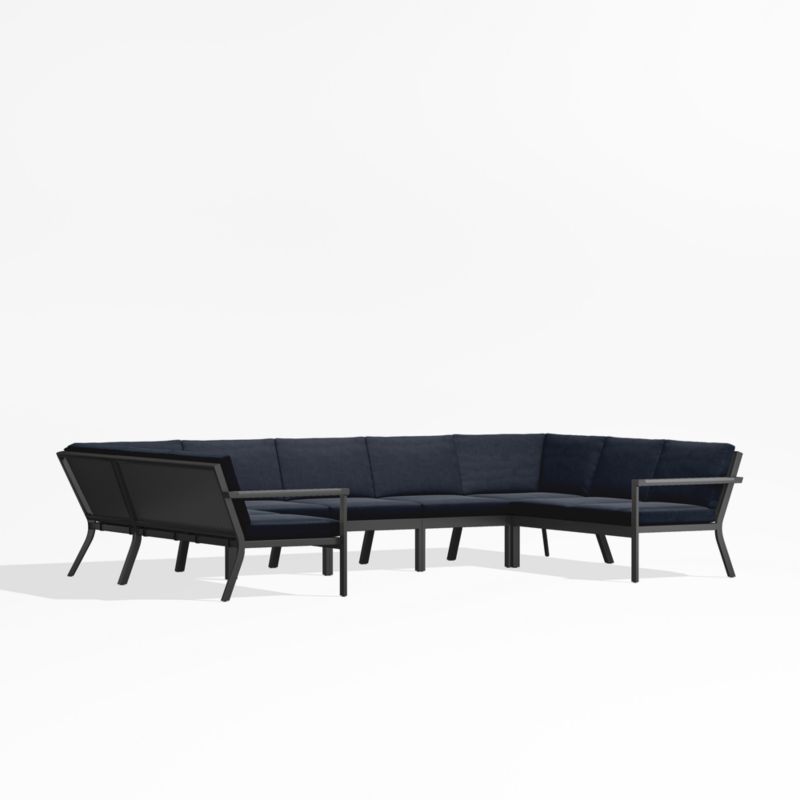 Alfresco Black Metal 7-Piece U-Shaped Outdoor Sectional Sofa with Navy Blue Sunbrella ® Cushions - image 2 of 5