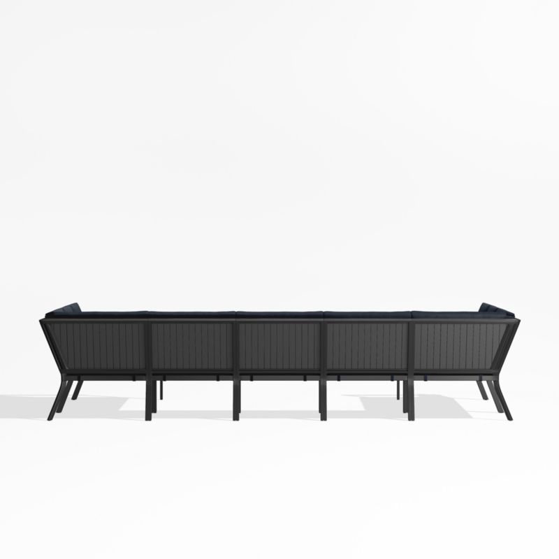 Alfresco Black Metal 7-Piece U-Shaped Outdoor Sectional Sofa with Navy Blue Sunbrella ® Cushions - image 4 of 5