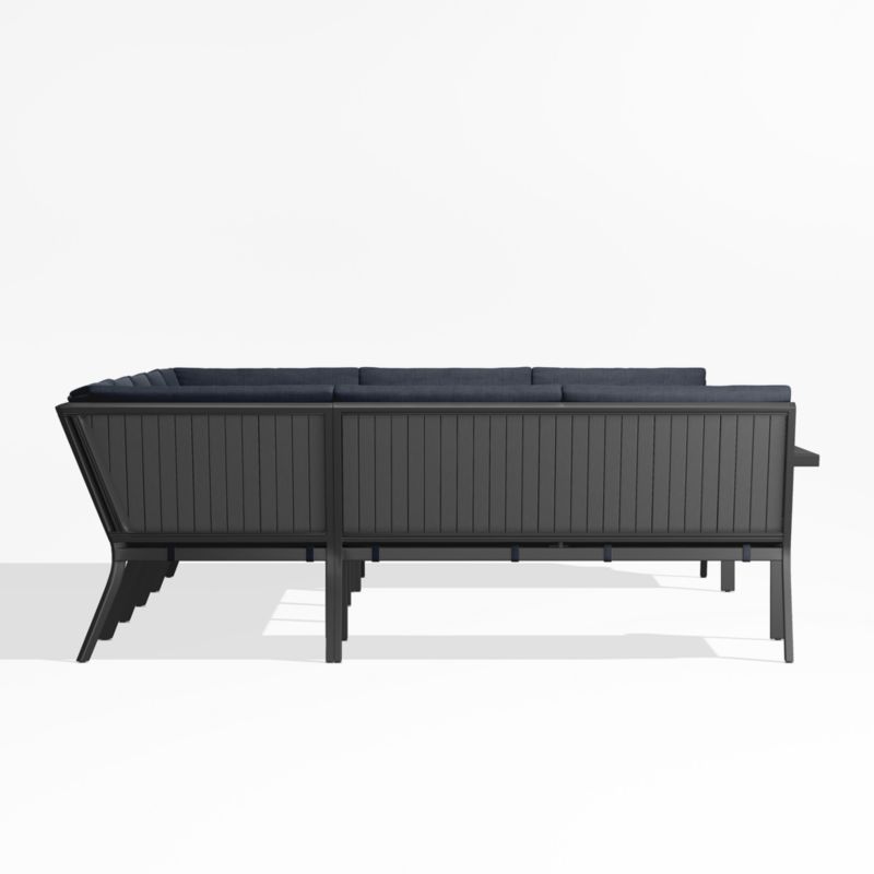 Alfresco Black Metal 7-Piece U-Shaped Outdoor Sectional Sofa with Navy Blue Sunbrella ® Cushions - image 3 of 5