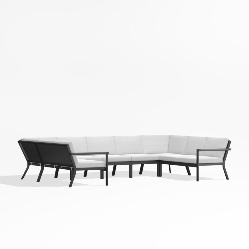 Alfresco Black Metal 7-Piece U-Shaped Outdoor Sectional Sofa with White Sunbrella ® Cushions - image 2 of 5