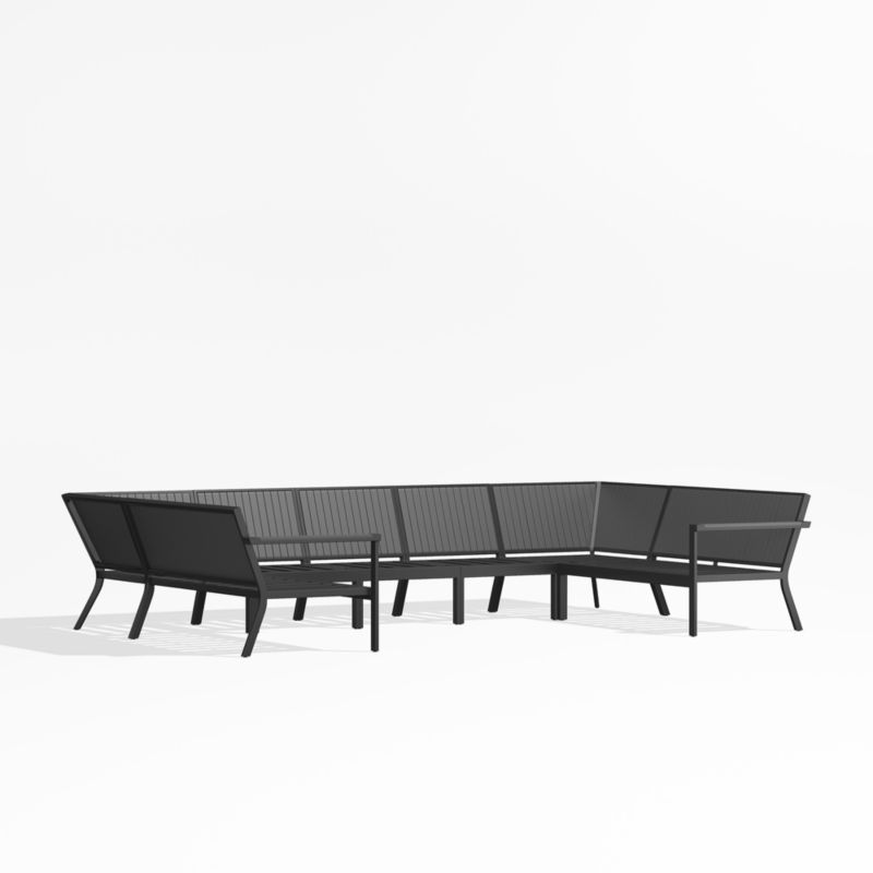 Alfresco Black Metal -Piece U-Shaped Outdoor Sectional Sofa Frame