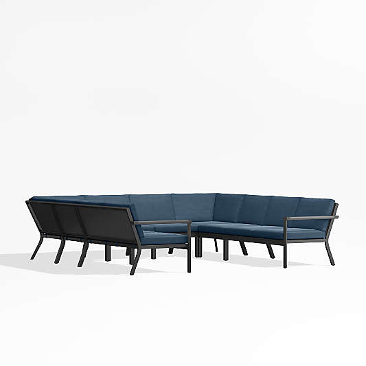 Alfresco Cast Harbor Blue Sunbrella ® 8-Piece U-Shaped Outdoor Sectional Cushions