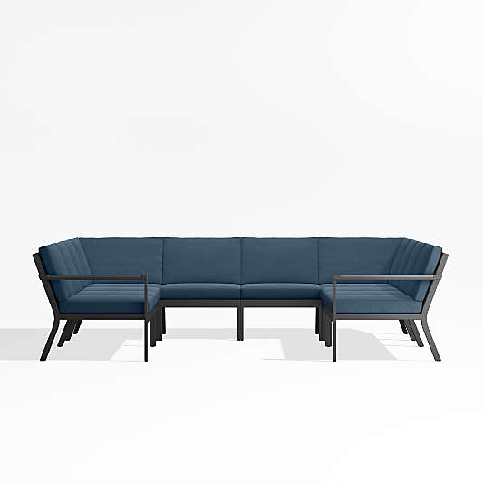 Alfresco Cast Harbor Blue Sunbrella ® 8-Piece U-Shaped Outdoor Sectional Cushions