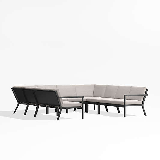 Alfresco Metal 8-Piece U-Shaped Outdoor Sectional Sofa with Silver Sunbrella® Cushions