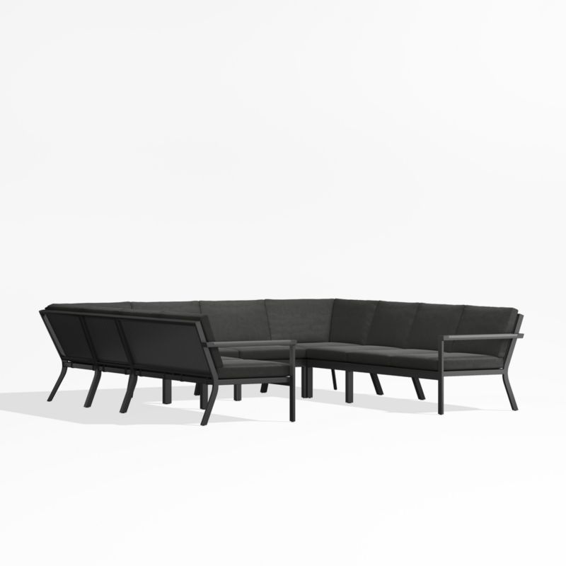 Alfresco Black Metal 8-Piece U-Shaped Outdoor Sectional Sofa with Charcoal Grey Sunbrella ® Cushions - image 2 of 5