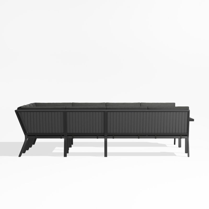 Alfresco Black Metal 8-Piece U-Shaped Outdoor Sectional Sofa with Charcoal Grey Sunbrella ® Cushions - image 3 of 5