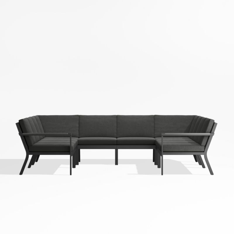 Alfresco Black Metal 8-Piece U-Shaped Outdoor Sectional Sofa with Charcoal Grey Sunbrella ® Cushions - image 0 of 5