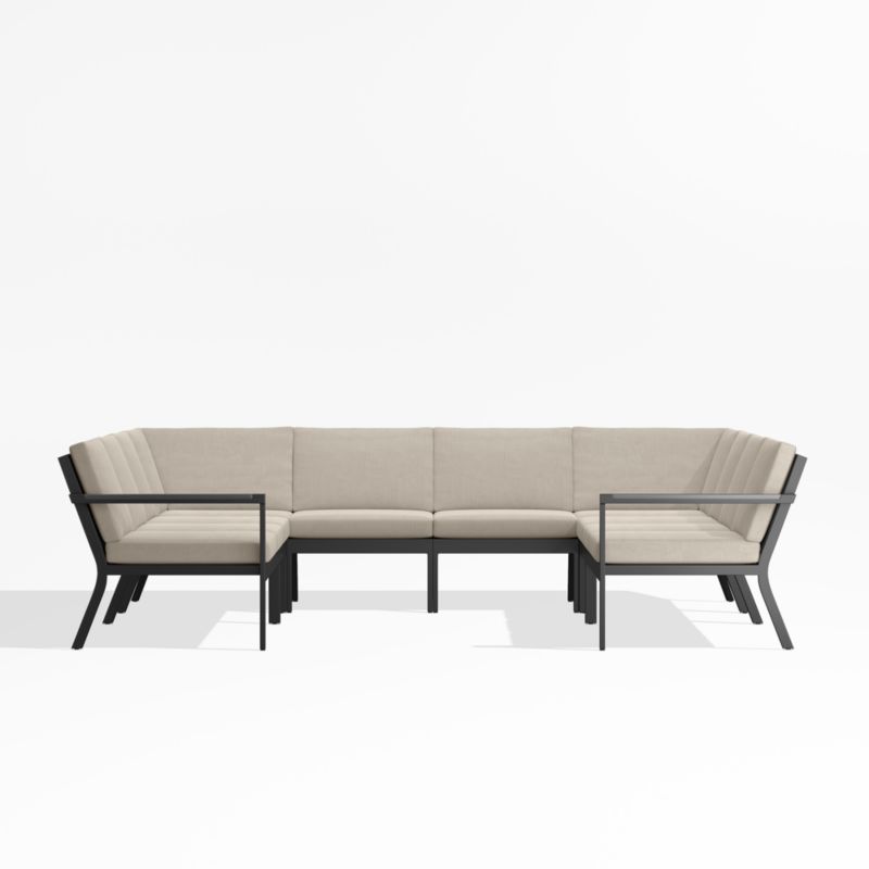 Alfresco Black Metal 8-Piece U-Shaped Outdoor Sectional Sofa with Flax Beige Sunbrella ® Cushions - image 0 of 5