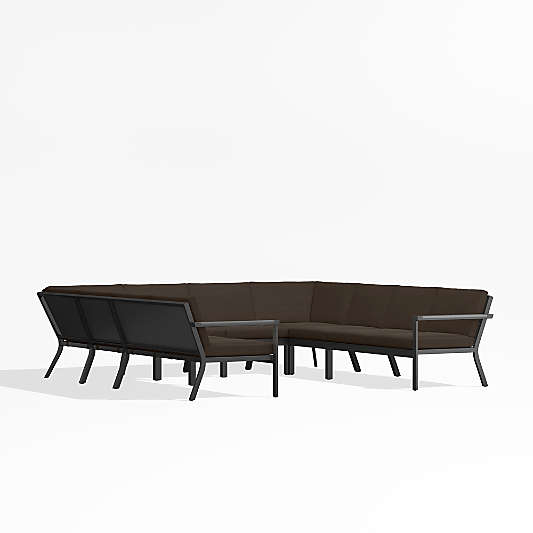 Alfresco Black Metal 8-Piece U-Shaped Outdoor Sectional Sofa with Java Brown Sunbrella ® Cushions