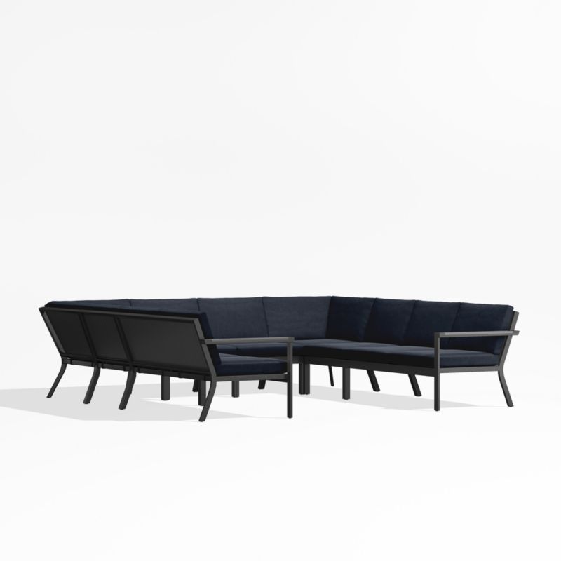 Alfresco Black Metal 8-Piece U-Shaped Outdoor Sectional Sofa with Navy Blue Sunbrella ® Cushions - image 2 of 5