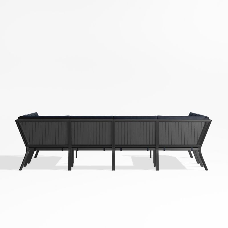 Alfresco Black Metal 8-Piece U-Shaped Outdoor Sectional Sofa with Navy Blue Sunbrella ® Cushions - image 4 of 5