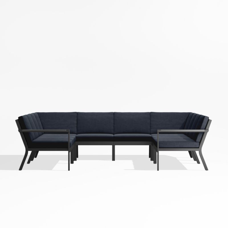 Alfresco Black Metal 8-Piece U-Shaped Outdoor Sectional Sofa with Navy Blue Sunbrella ® Cushions - image 0 of 5