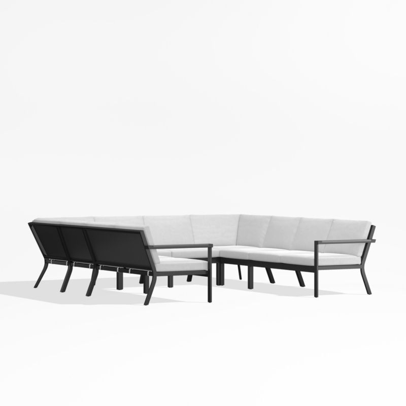 Alfresco Black Metal 8-Piece U-Shaped Outdoor Sectional Sofa with White Sunbrella ® Cushions - image 2 of 5