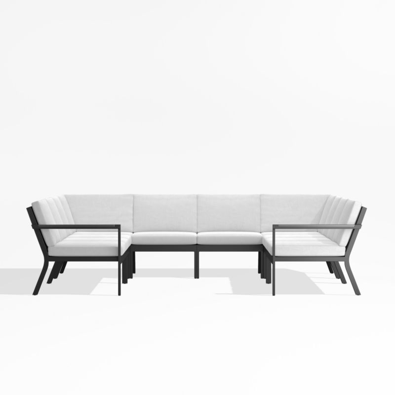 Alfresco Black Metal 8-Piece U-Shaped Outdoor Sectional Sofa with White Sunbrella ® Cushions - image 0 of 5