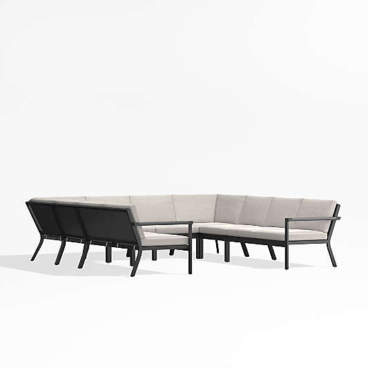 Alfresco Metal 8-Piece U-Shaped Outdoor Sectional Sofa with Silver Sunbrella® Cushions
