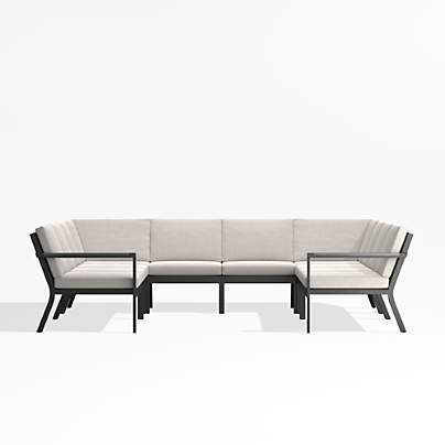 Alfresco Metal 8-Piece U-Shaped Outdoor Sectional Sofa with Silver Sunbrella® Cushions