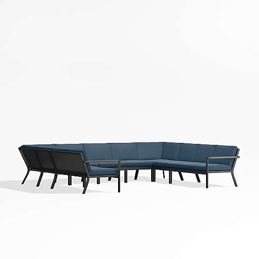 Alfresco Cast Harbor Blue Sunbrella ® 9-Piece U-Shaped Outdoor Sectional Cushions