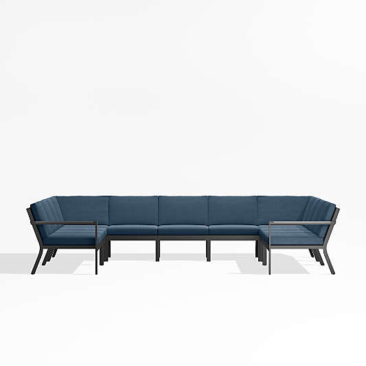 Alfresco Cast Harbor Blue Sunbrella ® 9-Piece U-Shaped Outdoor Sectional Cushions
