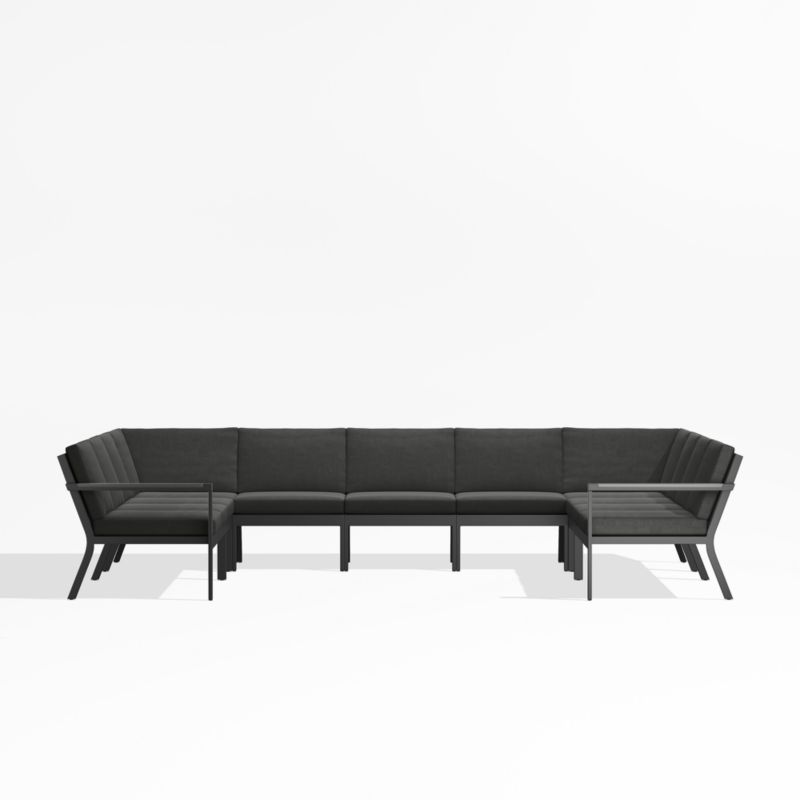 Alfresco Black Metal 9-Piece U-Shaped Outdoor Sectional Sofa with Charcoal Grey Sunbrella ® Cushions - image 0 of 5