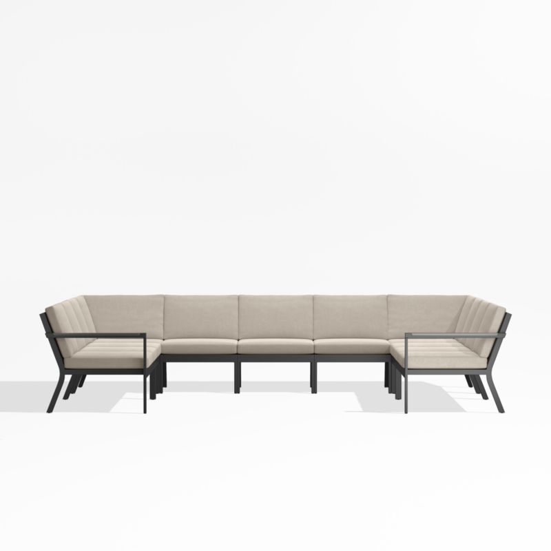 Alfresco Black Metal 9-Piece U-Shaped Outdoor Sectional Sofa with Flax Beige Sunbrella ® Cushions - image 0 of 5