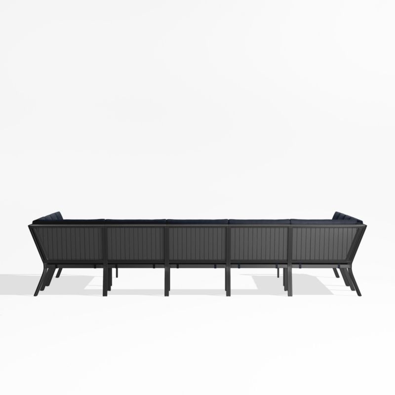 Alfresco Black Metal 9-Piece U-Shaped Outdoor Sectional Sofa with Navy Blue Sunbrella ® Cushions - image 4 of 5