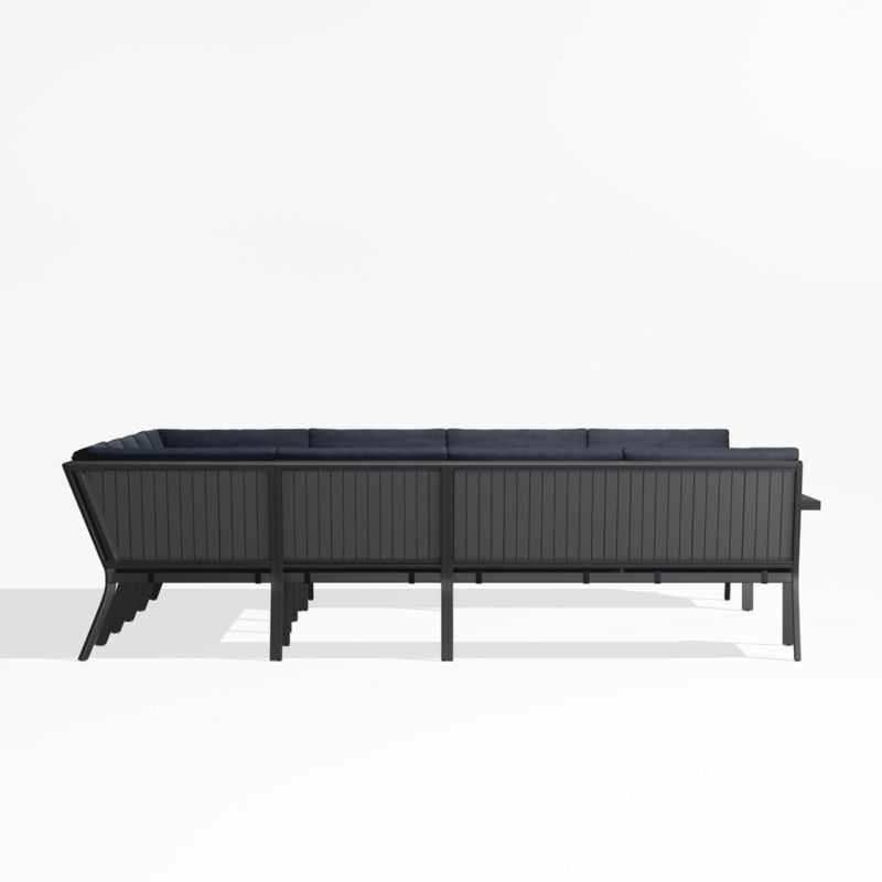 Alfresco Black Metal 9-Piece U-Shaped Outdoor Sectional Sofa with Navy Blue Sunbrella ® Cushions - image 3 of 5