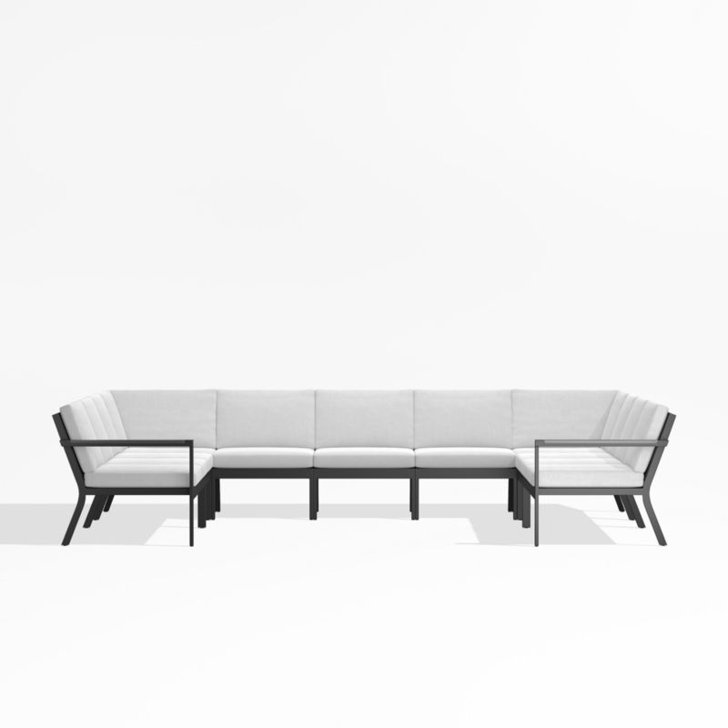 Alfresco Black Metal 9-Piece U-Shaped Outdoor Sectional Sofa with White Sunbrella ® Cushions - image 0 of 5