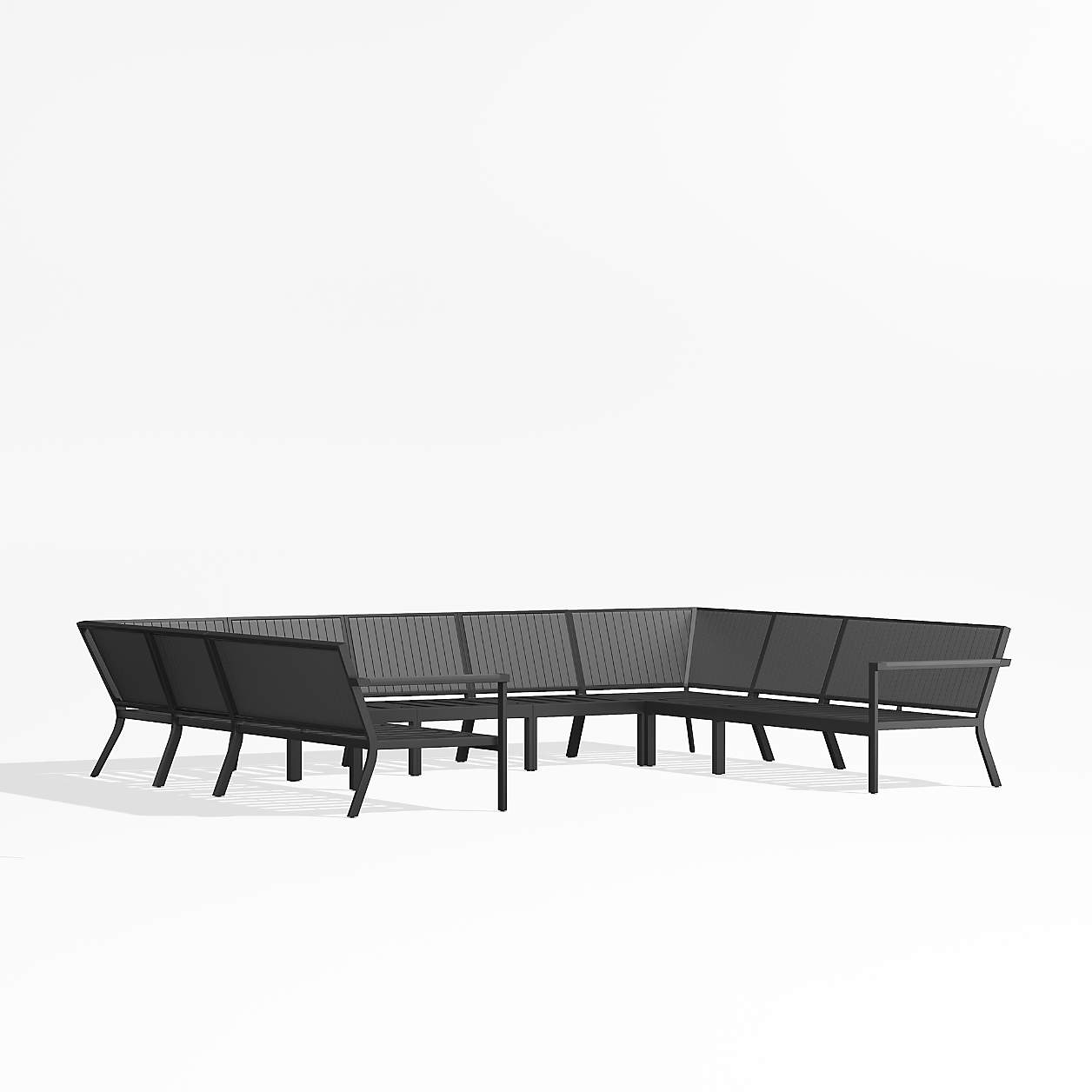 Alfresco Black Metal 9Piece UShaped Outdoor Sectional Sofa with Ash