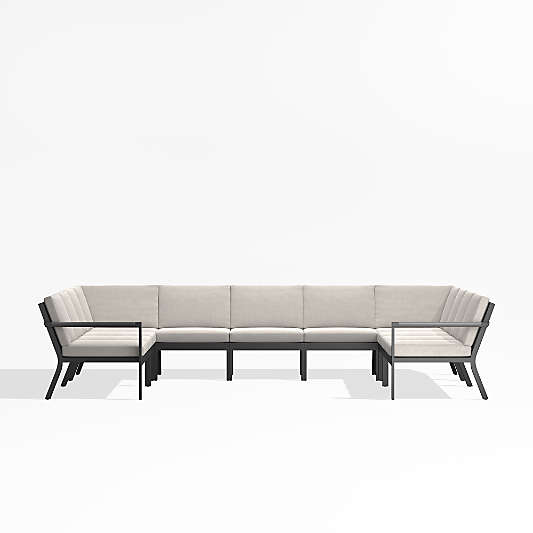 Alfresco Metal 9-Piece U-Shaped Outdoor Sectional Sofa with Silver Sunbrella® Cushions