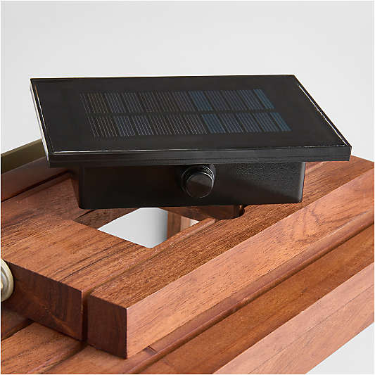 Batten Brown Acacia Wood and Glass LED Solar Outdoor Lanterns