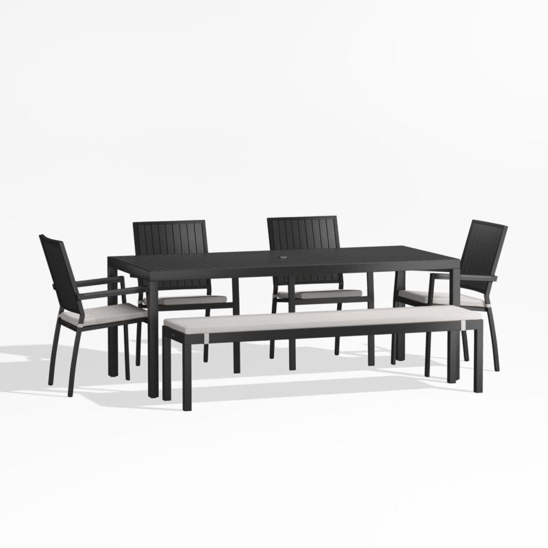 Alfresco 78" Black Rectangular Outdoor Dining Table