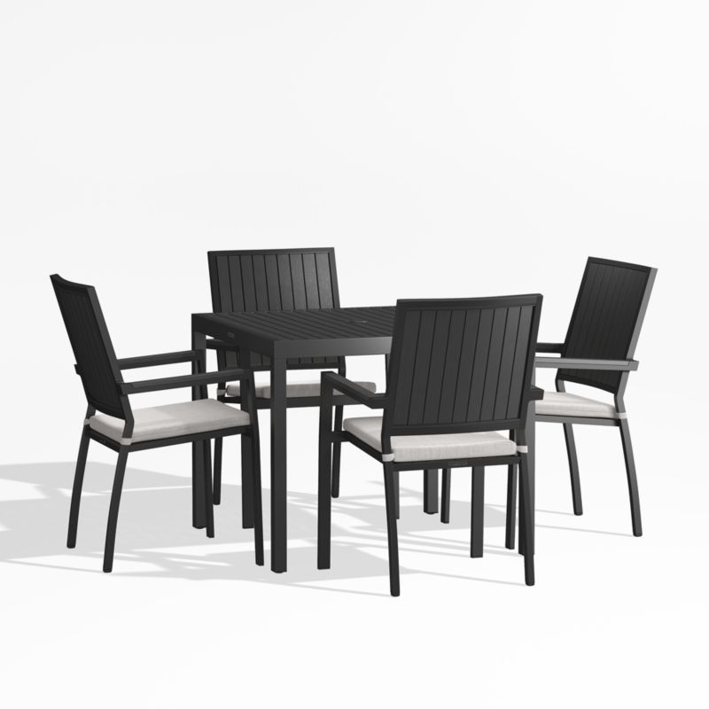 Viewing product image Alfresco35" Black Metal Outdoor Cafe Table Set with Silver Cushions - image 1 of 5