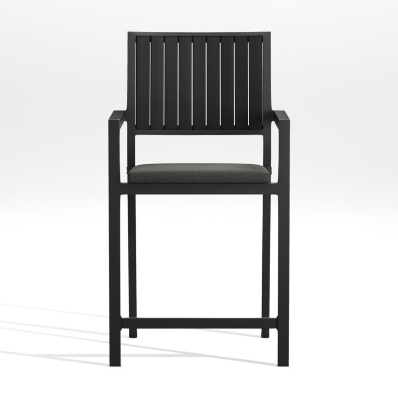 Alfresco Black Outdoor Counter Stool with Charcoal Sunbrella ® Cushion - image 0 of 7