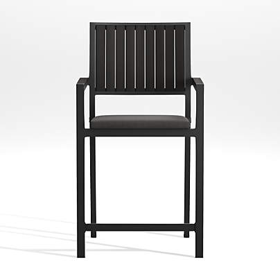 Alfresco Black Outdoor Counter Stool with Charcoal Sunbrella ® Cushion