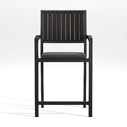 Alfresco Black Outdoor Counter Stool with Charcoal Sunbrella ® Cushion