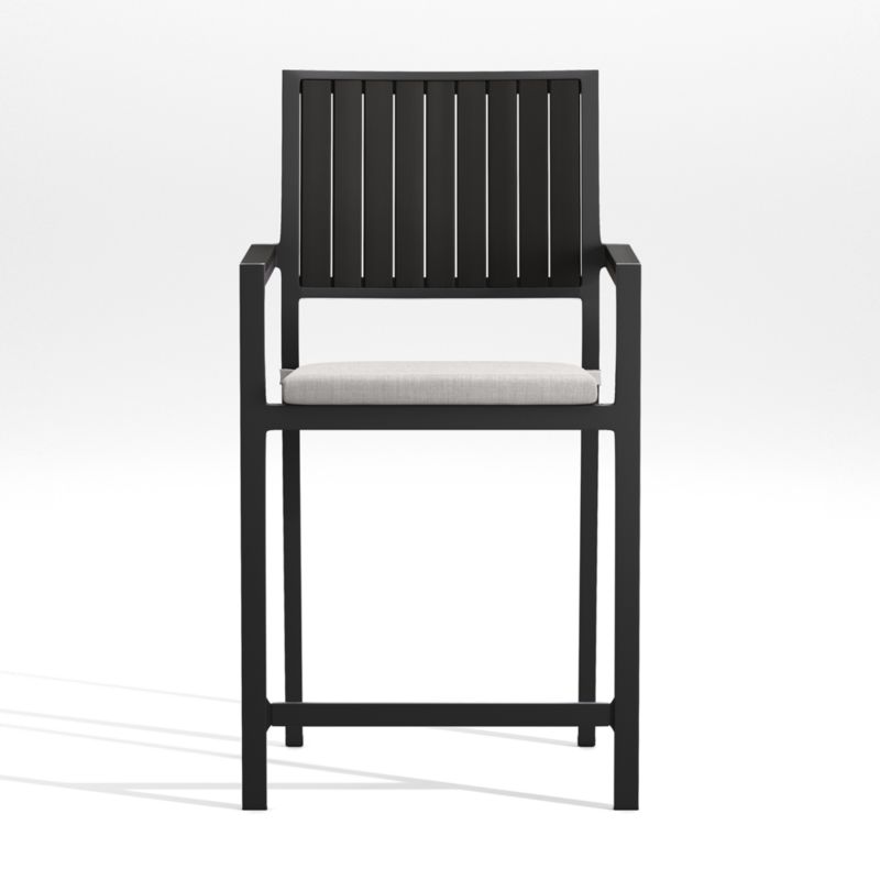 Alfresco Black Outdoor Counter Stool with Silver Sunbrella ® Cushion - image 0 of 7